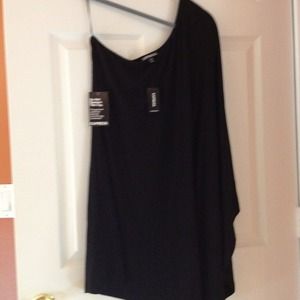 Express black off the shoulder soft knit dress