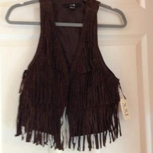 Leather XXI fringe vest
