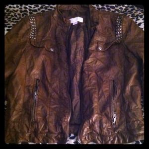 Chocolate brown faux leather jacket