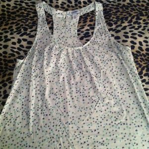 Blue/green/white sparrow print tank