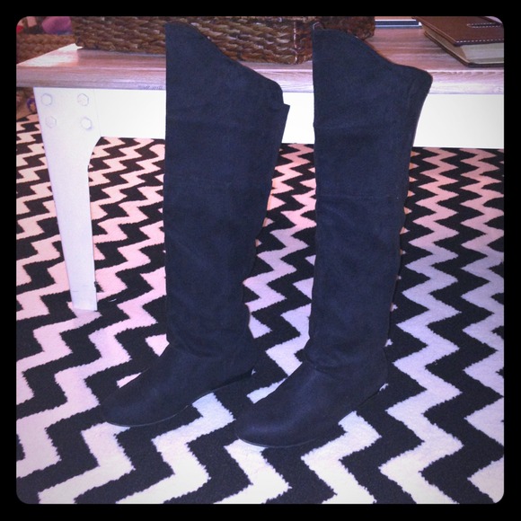 Black Suede Knee High Boots- Size 7