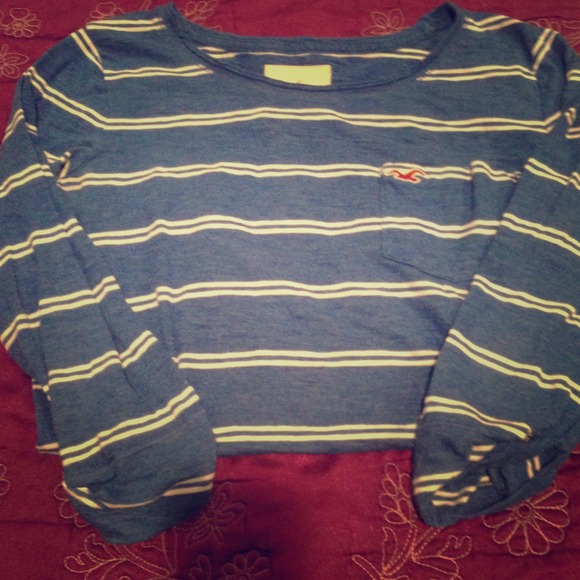 Stripped blue and white Hollister top