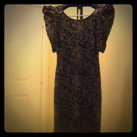 Black/silver puff shoulders Dress