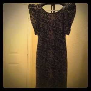 Black/silver puff shoulders Dress