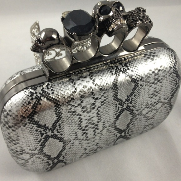 Snakeskin Knuckle Skull Clutch