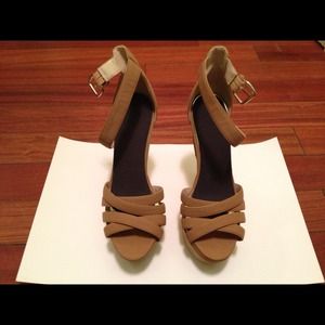 Brown strappy wedge sandals