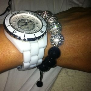 Black and pave beads shambala bracelet