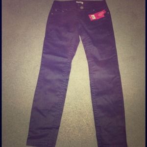 Faux leather pants in navy blue