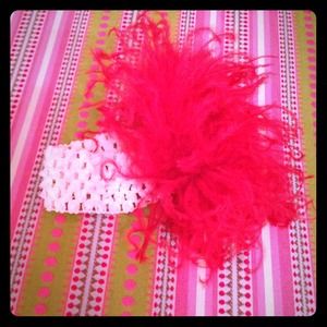 Baby headband! Red feather with white band!