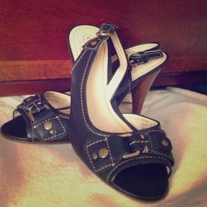 Coach Open-Toe 3 inch Heels (Black)