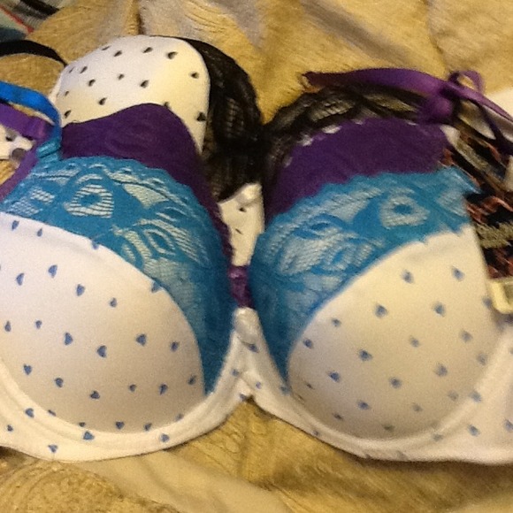 3 new bras cute with hearts and lacy