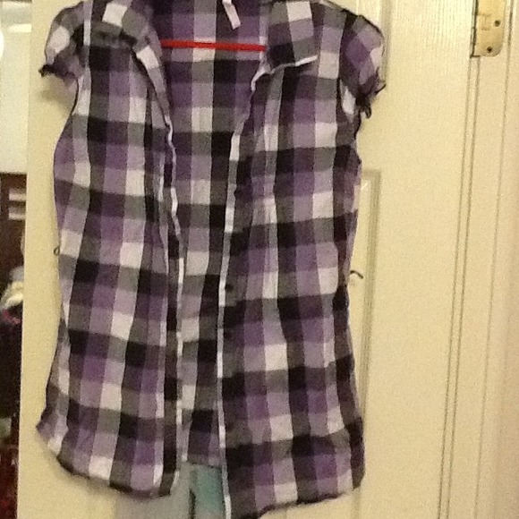 Purple checkered button up shirt