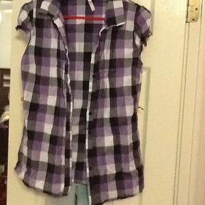 Purple checkered button up shirt