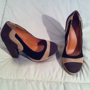 Dark brown, light brown, and black high heels.
