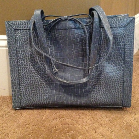 Liz Claiborne Blue Faux Croc Tote