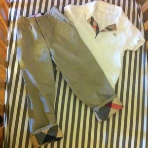 Reserved Burberry toddler 3T pants and shirt set.