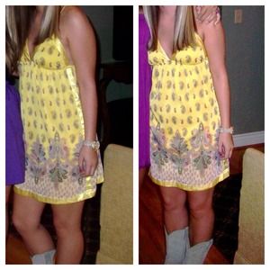 Yellow Dress with Paisley Print