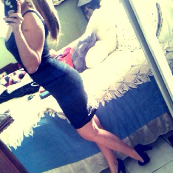 Blue Soprano dress with black lace