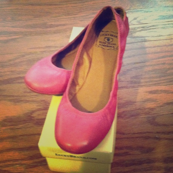 Pink leather lucky flats.  Size 7M