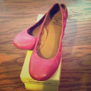 Pink leather lucky flats.  Size 7M