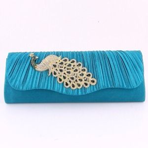 Bundle-4 turquoise and 1 ivory peacock clutch