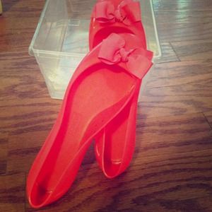 pink, new, JCrew jelly flats size 8