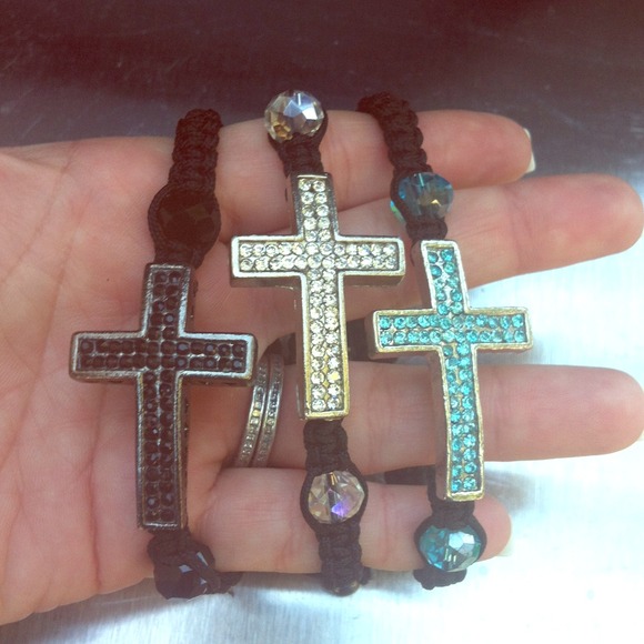 Turquoise studded cross bracelet