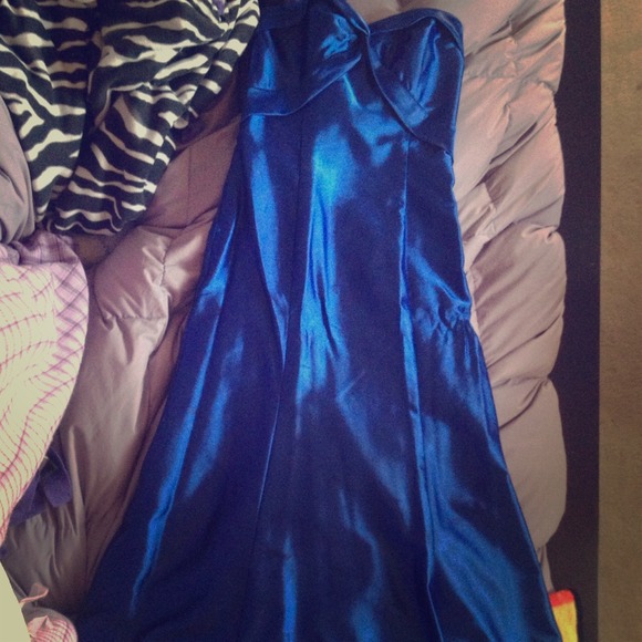 Senior prom elegant blue silk dress