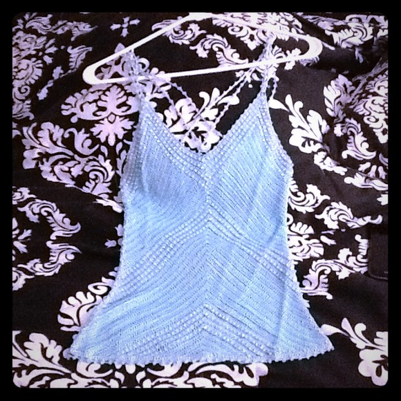 Tiffany blue crochet blouse