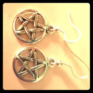 Silver Pentagram Earrings