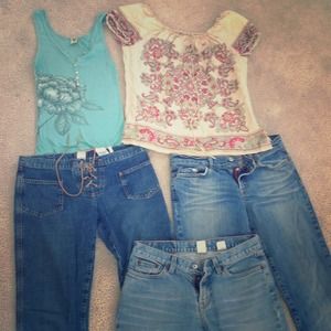 Lucky Bundle 3 pairs of jeans and Two Tops-Vintage