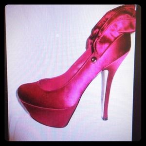 Bebe Naomi Ruffled Satin High Heels