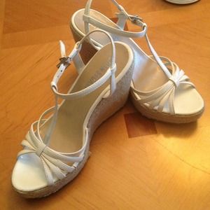 White Colin Stuart T-strap Espadrille Wedge