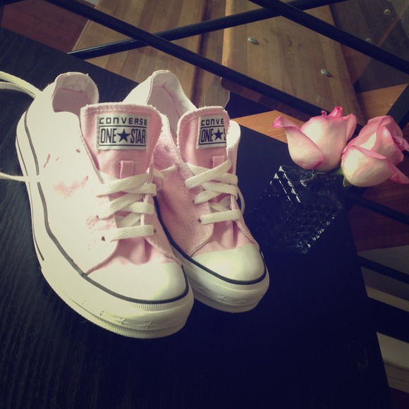 Pink and White Converse One Star Tennis Shoes
