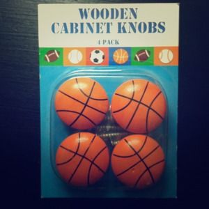 Wooden Cabinet Knobs: Basketball design.