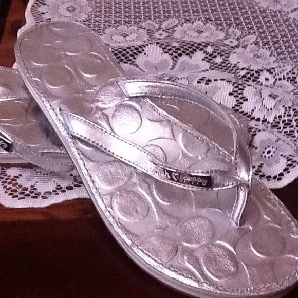 Silver coach shoes