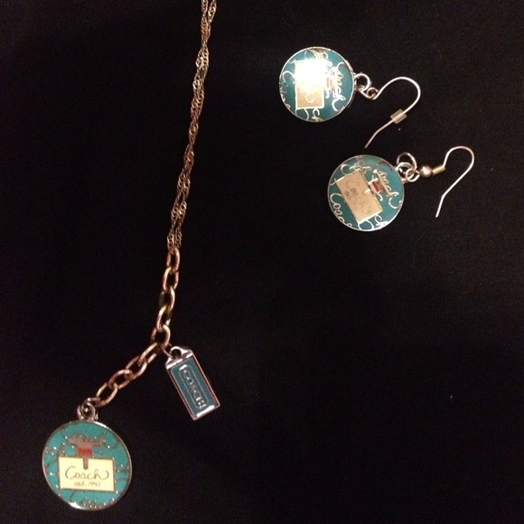 Coach necklace and earrings