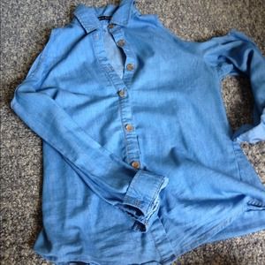 Cut out shoulder Chambray Shirt