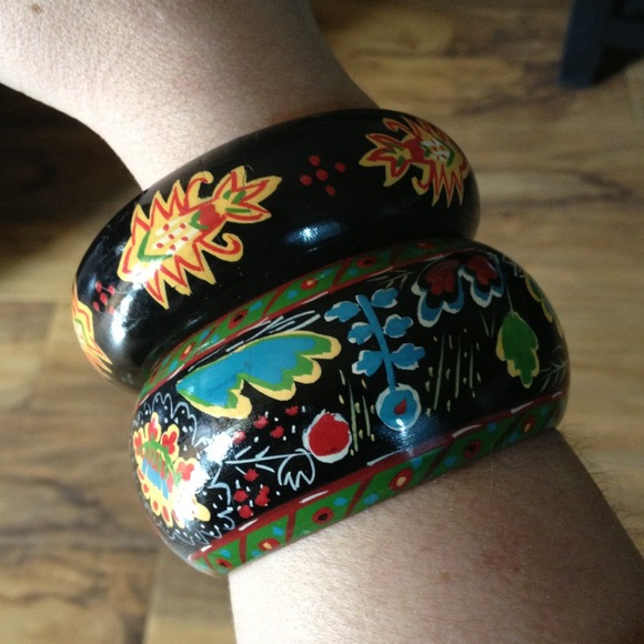 Two hand painted bangles