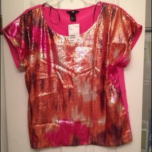 H&M pink sequin shirt