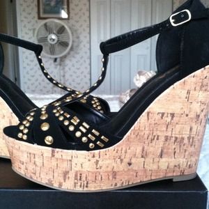 Black suede wedges...Sold