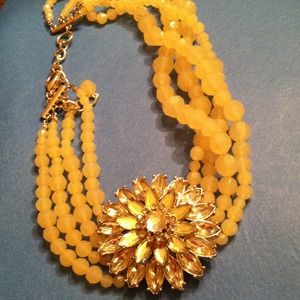 Four strand yellow statement necklace