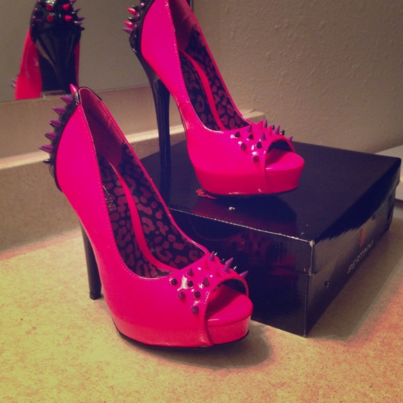 Spiked Purple, Pink, & Black Heels