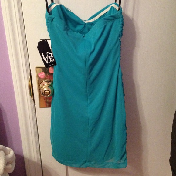 Strapless teal dress - Picture 4 of 4