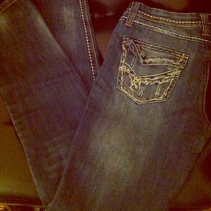 Karma Blue skinny jeans.