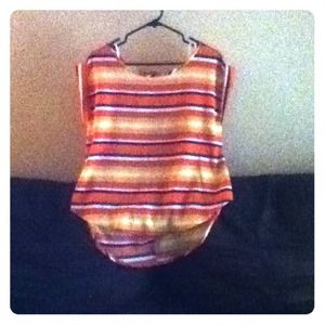 Miri-Colored Strip blouse long in back short front
