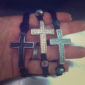 Black studded cross bracelet