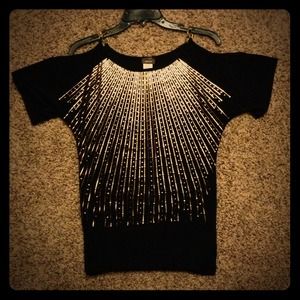 Black and gold shoulder cut out top