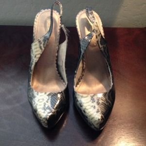 Black snakeskin heels