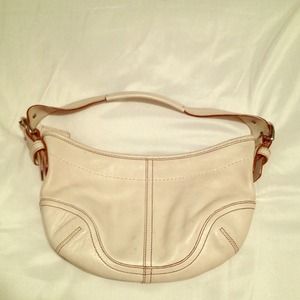 Authentic Small White Leather COACH bag